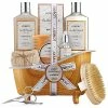 Lovery Luxury Spa Kit, 11pc Vanilla Almond Self Care Grooming Kit, Bath And Body Basket Women