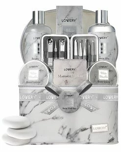 Lovery Premium 25pc Massage Kit, White Marble Beauty And Self Care Spa Set With Stones Women