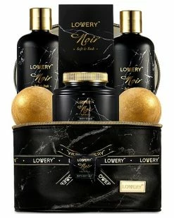 Lovery Deluxe Noir Bath And Body Kit With 24 Karate Gold Bath Bombs - Relaxing Spa Bag Women