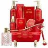 Lovery Luxe 11pc Red Rose Bath And Body Set With Perfume, Jade Roller, Gua Sha & More Women