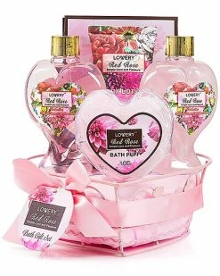 Lovery Spa Gift Basket, Red Rose Bath And Body Care Women