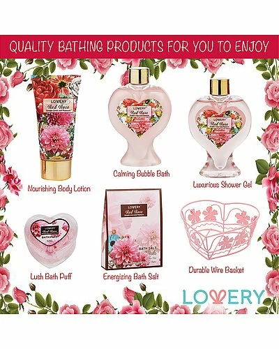 Lovery Spa Gift Basket, Red Rose Bath And Body Care Women 2 Lovery Spa Gift Basket, Red Rose Bath And Body Care Women - Image 2