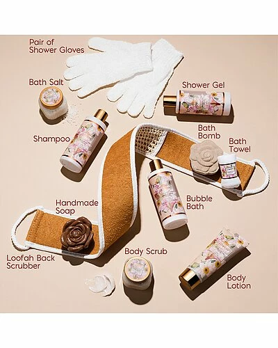 Lovery Spa 13pc Gift Basket, Coconut Caramel Self Care Spa Kit Women 2 Lovery Spa 13pc Gift Basket, Coconut Caramel Self Care Spa Kit Women - Image 2