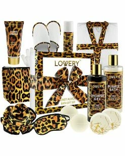 Lovery Leopard Design 17pc Bath And Body Care Set, Luxury Relaxing Home Spa Gift Women