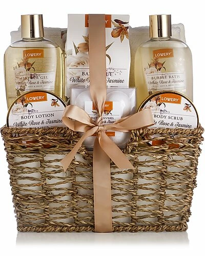 Lovery Home Spa Gift Basket - White Rose & Jasmine Body Care Package Women 1 Lovery Home Spa Gift Basket - White Rose & Jasmine Body Care Package Women