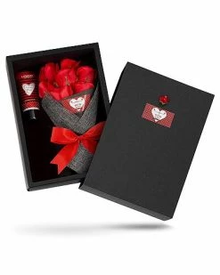 Lovery Bath & Body Gift Basket - Essential Oils & Red Rose Petal Soaps Women