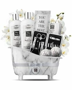 Lovery White Orchid Self Care Bath Gift Basket, 20pc Beauty & Personal Care Kit Women
