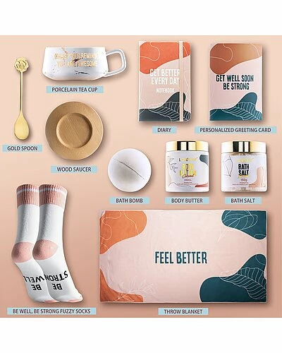 Lovery Get Well Soon Care Package, 13pc Sympathey Spa Gift, Get Well Basket Women 2 Lovery Get Well Soon Care Package, 13pc Sympathey Spa Gift, Get Well Basket Women - Image 2