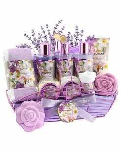 Lovery Body Care Gift Basket, 13pc Vanilla Lavender Home Spa Set, Thank You Gift Women