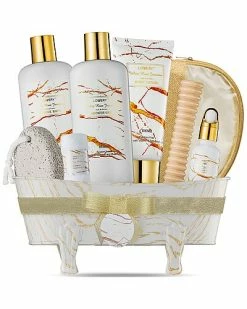 Lovery White Rose Jasmine Spa Kit, 9pc Marbleized Skincare Pampering Package Women