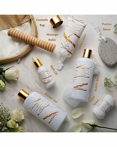 Lovery White Rose Jasmine Spa Kit, 9pc Marbleized Skincare Pampering Package Women 2 Lovery White Rose Jasmine Spa Kit, 9pc Marbleized Skincare Pampering Package Women - Image 2