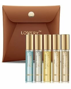Lovery Travel Cologne Spray For Men, 5pc Woodsy Scented Mini Body Perfumes With Pouch Women