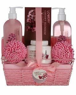 Lovery Cherry Blossom Bath & Body Gift Set, 7pc Self Care Home Spa Kit Women