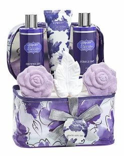 Lovery Bath & Body Gift Set - Lavender & Jasmine Home Spa Set With Cosmetic Bag Women