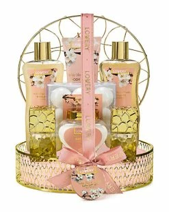 Lovery Bath And Body Gift Basket - White Rose & Jasmine Perfume 13Pc Set Women